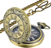 Quartz Pocket Watch Retro Roman Style Hollow-out