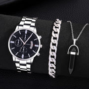 Calendar Steel Watch Men's Large Dial Quartz Watch Men's Watch