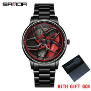 SANDA Men Spray Rotate Watch Chic Hot Sell Sports 360 Rotating Car Wheel Watches For Men Waterproof Quartz Cool Watch El reloj