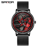 SANDA Men Spray Rotate Watch Chic Hot Sell Sports 360 Rotating Car Wheel Watches For Men Waterproof Quartz Cool Watch El reloj