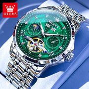 OLEVS Original Brand Men's Watches Moon Phase Starry DiskWaterproof Multifunctional Luminous Fully Automatic Mechanical Watch  ﻿