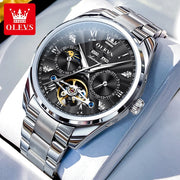 OLEVS 7028 Men's Watches Top Luxury Brand  Automatic Mechanical Business Wristwatch Waterproof  Chronograph Luxury Reloj Hombre