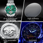OLEVS Original Brand Men's Watches Moon Phase Starry DiskWaterproof Multifunctional Luminous Fully Automatic Mechanical Watch  ﻿