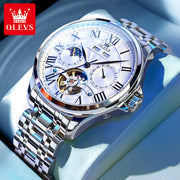 OLEVS 7013 Mens Watch Original Waterproof Multifunctional Luminous Automatic Mechanical Watch Moon Phase Watches Luxury Men