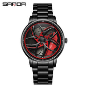 SANDA Men Spray Rotate Watch Chic Hot Sell Sports 360 Rotating Car Wheel Watches For Men Waterproof Quartz Cool Watch El reloj