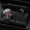 4PCS/Set Fashion 3D Car Wheel Dial Men Sports Watch Luxury Men's Stainless Steel Band Quartz Watches Jewelry Set（Without Box）
