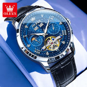 OLEVS Original Brand Men's Watches Moon Phase Starry DiskWaterproof Multifunctional Luminous Fully Automatic Mechanical Watch  ﻿