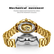 OLEVS Mens Watch 6728 Skeleton Automatic Mechanical Watch Stainless Steel Luminous Watches For Man Original Luxury Business Gift