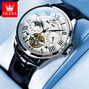 OLEVS 7013 Mens Watch Original Waterproof Multifunctional Luminous Automatic Mechanical Watch Moon Phase Watches Luxury Men