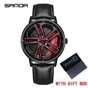 Mens  Fashion Watches SANDA Steel Waterproof Sport Quartz Watch Men Creative Design 360 Rotating Car Wheel Dial watch Relogio