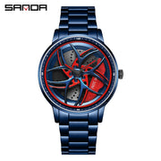 SANDA Men Spray Rotate Watch Chic Hot Sell Sports 360 Rotating Car Wheel Watches For Men Waterproof Quartz Cool Watch El reloj