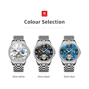 OLEVS 6712 Mens Watch Original Brand Moon Phase Automatic Mechanical Watch Moon Phase Waterproof Watch For Men Starry Dial Reloj