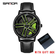 Mens  Fashion Watches SANDA Steel Waterproof Sport Quartz Watch Men Creative Design 360 Rotating Car Wheel Dial watch Relogio