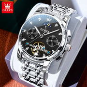 OELVS 6678 Men's Watches Luxury Original Automatic Mechanical Tourbillon Watch for Man Waterproof Luminous Date Week Moon Phase