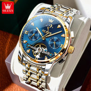 OELVS 6678 Men's Watches Luxury Original Automatic Mechanical Tourbillon Watch for Man Waterproof Luminous Date Week Moon Phase