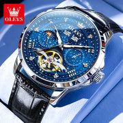 OLEVS Original Brand Men's Watches Moon Phase Starry DiskWaterproof Multifunctional Luminous Fully Automatic Mechanical Watch  ﻿