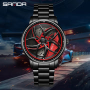 SANDA Men Spray Rotate Watch Chic Hot Sell Sports 360 Rotating Car Wheel Watches For Men Waterproof Quartz Cool Watch El reloj