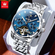OELVS 6678 Men's Watches Luxury Original Automatic Mechanical Tourbillon Watch for Man Waterproof Luminous Date Week Moon Phase