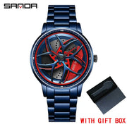 SANDA Men Spray Rotate Watch Chic Hot Sell Sports 360 Rotating Car Wheel Watches For Men Waterproof Quartz Cool Watch El reloj