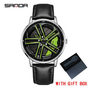 Mens  Fashion Watches SANDA Steel Waterproof Sport Quartz Watch Men Creative Design 360 Rotating Car Wheel Dial watch Relogio