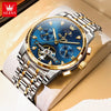 OELVS 6678 Men's Watches Luxury Original Automatic Mechanical Tourbillon Watch for Man Waterproof Luminous Date Week Moon Phase