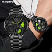Fashion Mens Watches 360 Rotating Car Wheel Dial Luxury Wrist Watch Casual Sports Waterproof Quartz Watch Men Relogio Masculino