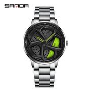 Fashion Mens Watches 360 Rotating Car Wheel Dial Luxury Wrist Watch Casual Sports Waterproof Quartz Watch Men Relogio Masculino