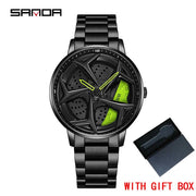 Fashion Mens Watches 360 Rotating Car Wheel Dial Luxury Wrist Watch Casual Sports Waterproof Quartz Watch Men Relogio Masculino