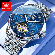 OLEVS Original Brand Men's Watches Moon Phase Starry DiskWaterproof Multifunctional Luminous Fully Automatic Mechanical Watch  ﻿
