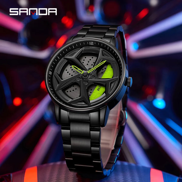 Fashion Mens Watches 360 Rotating Car Wheel Dial Luxury Wrist Watch Casual Sports Waterproof Quartz Watch Men Relogio Masculino - Luxury Watch