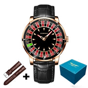 PINDU Design Mechanical Watch NH35 Movement Arabic numerals Rotating Dial Roulette Automatic Watch Diamond Luminous Hands P6616