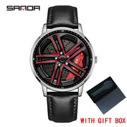 Mens  Fashion Watches SANDA Steel Waterproof Sport Quartz Watch Men Creative Design 360 Rotating Car Wheel Dial watch Relogio