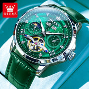OLEVS Original Brand Men's Watches Moon Phase Starry DiskWaterproof Multifunctional Luminous Fully Automatic Mechanical Watch  ﻿