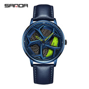 Fashion Mens Watches 360 Rotating Car Wheel Dial Luxury Wrist Watch Casual Sports Waterproof Quartz Watch Men Relogio Masculino