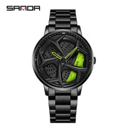 Fashion Mens Watches 360 Rotating Car Wheel Dial Luxury Wrist Watch Casual Sports Waterproof Quartz Watch Men Relogio Masculino