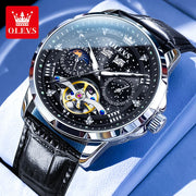 OLEVS Original Brand Men's Watches Moon Phase Starry DiskWaterproof Multifunctional Luminous Fully Automatic Mechanical Watch  ﻿