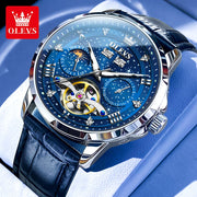 OLEVS Original Brand Men's Watches Moon Phase Starry DiskWaterproof Multifunctional Luminous Fully Automatic Mechanical Watch  ﻿