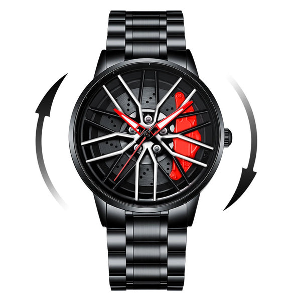 2024New Car Watch Rotating Dial Quartz Movement Stainless Steel VA AV VOOM Top Brand Sports Style Black Wrist Watch Reloj Hombre - Luxury Watch