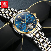 OELVS 6678 Men's Watches Luxury Original Automatic Mechanical Tourbillon Watch for Man Waterproof Luminous Date Week Moon Phase