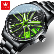 OLEVS Men Watches Rotatable Wheel Hub Dial Fashion Trend Original Quartz Wristwatch Waterproof Stainless Steel Luminous No.9937