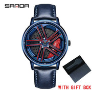 Mens  Fashion Watches SANDA Steel Waterproof Sport Quartz Watch Men Creative Design 360 Rotating Car Wheel Dial watch Relogio