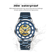 OLEVS Mens Watch 6728 Skeleton Automatic Mechanical Watch Stainless Steel Luminous Watches For Man Original Luxury Business Gift