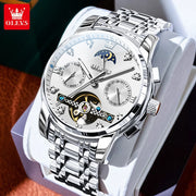 OELVS 6678 Men's Watches Luxury Original Automatic Mechanical Tourbillon Watch for Man Waterproof Luminous Date Week Moon Phase