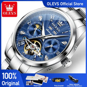OLEVS 7028 Men's Watches Top Luxury Brand  Automatic Mechanical Business Wristwatch Waterproof  Chronograph Luxury Reloj Hombre