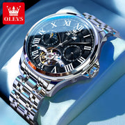 OLEVS 7013 Mens Watch Original Waterproof Multifunctional Luminous Automatic Mechanical Watch Moon Phase Watches Luxury Men