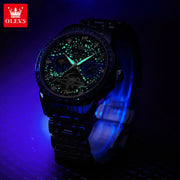 OLEVS 6712 Mens Watch Original Brand Moon Phase Automatic Mechanical Watch Moon Phase Waterproof Watch For Men Starry Dial Reloj