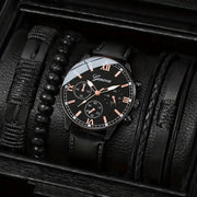 Belt Quartz Watch With Woven Bracelet